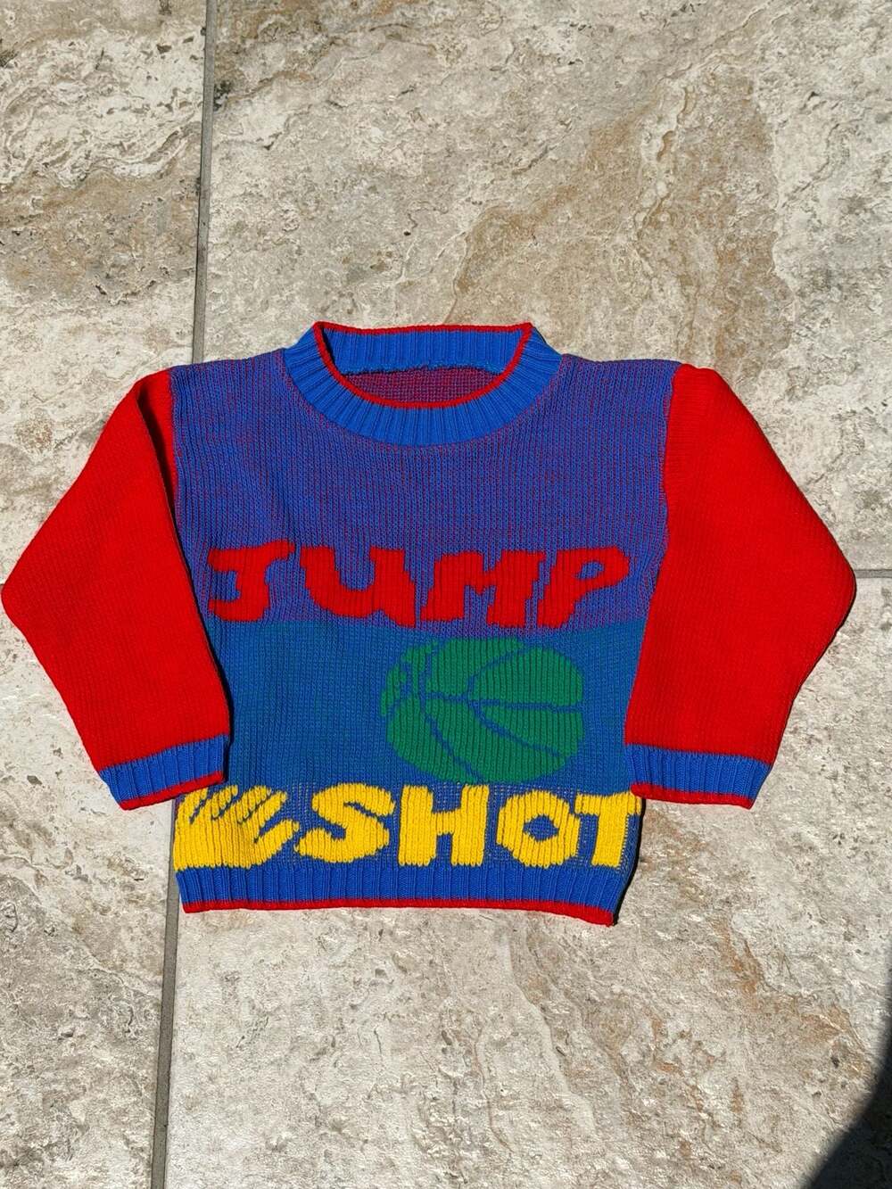 Vintage 90s Kids Basketball 'Jump Shot' Primary Color Knit Sweater